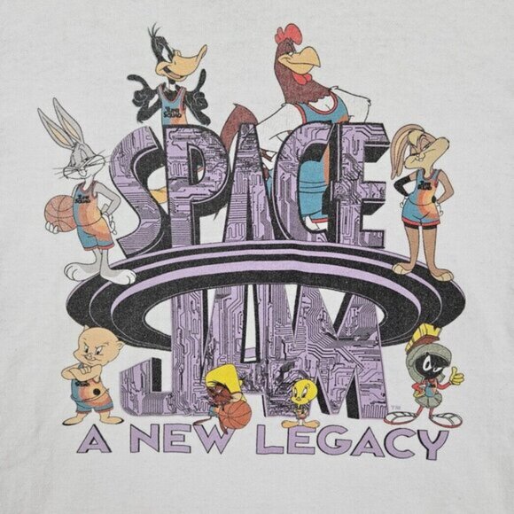 Space Jam A New Legacy Spell Out Graphic Print T-Shirt Men's Size L Short Sleeve - Picture 2 of 10